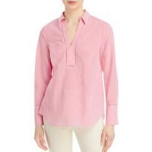 Kobi Halperin Red Striped Long Sleeve V Neck Shirt